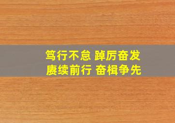 笃行不怠 踔厉奋发 赓续前行 奋楫争先